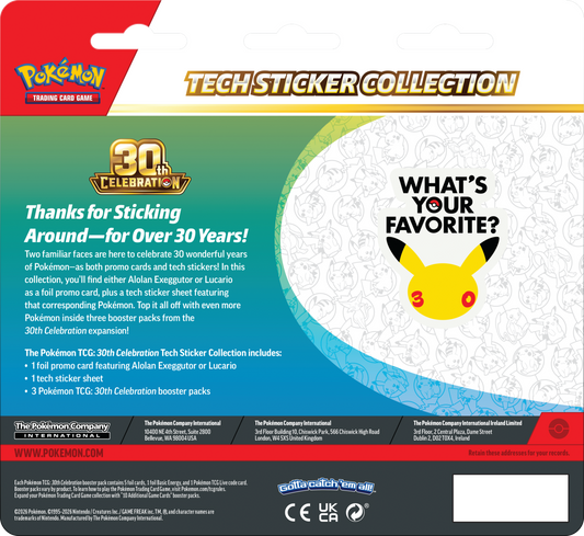 Pokémon TCG: 30. uroczystość – kolekcja naklejek technicznych Alolan