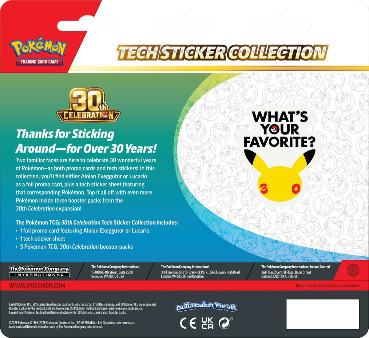 Pokémon TCG: 30. uroczystość – kolekcja naklejek technicznych Alolan