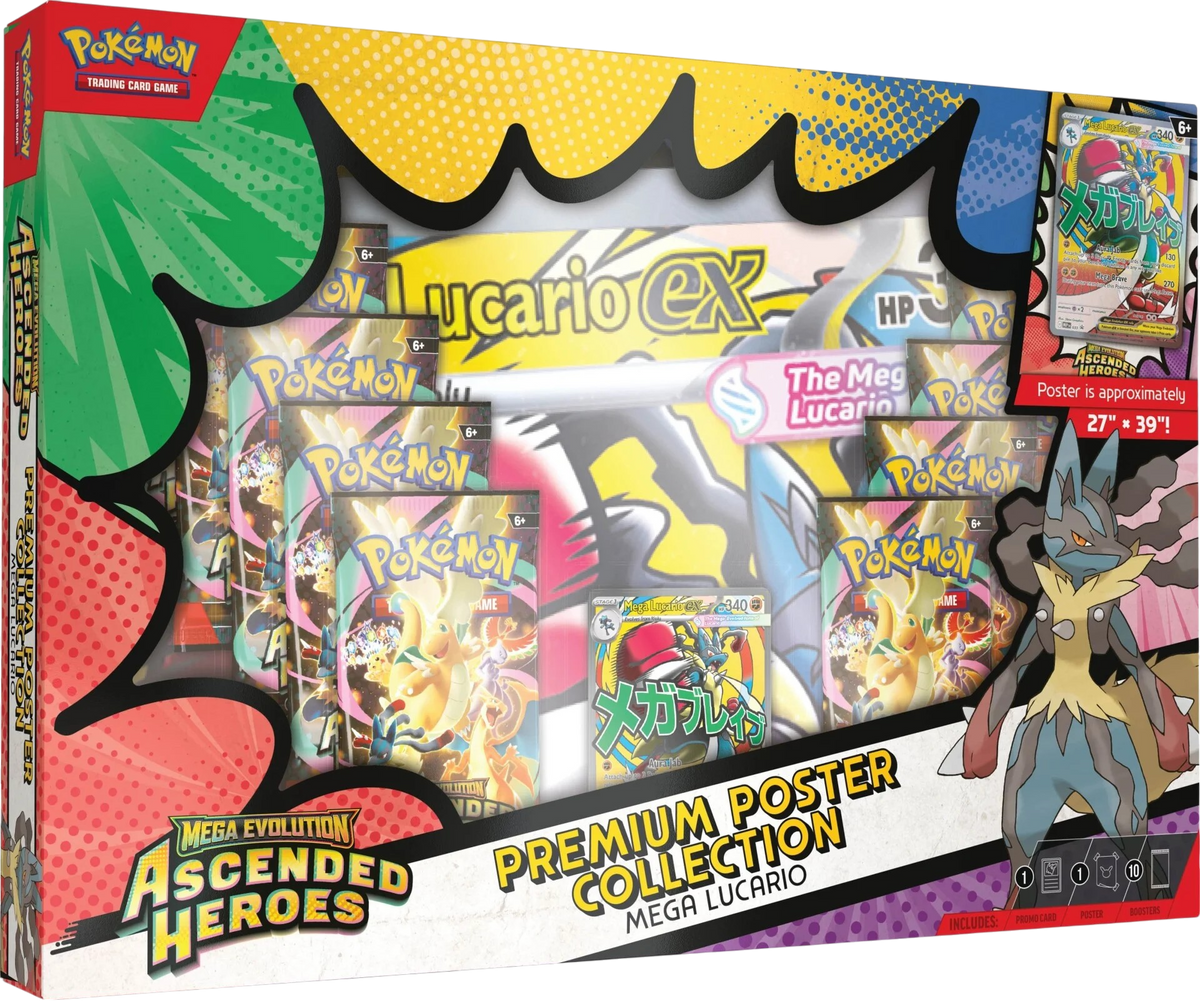 Pokemon TCG: Mega Evolution - Ascended Heroes: Mega Lucario Premium Kolekcja plakatów