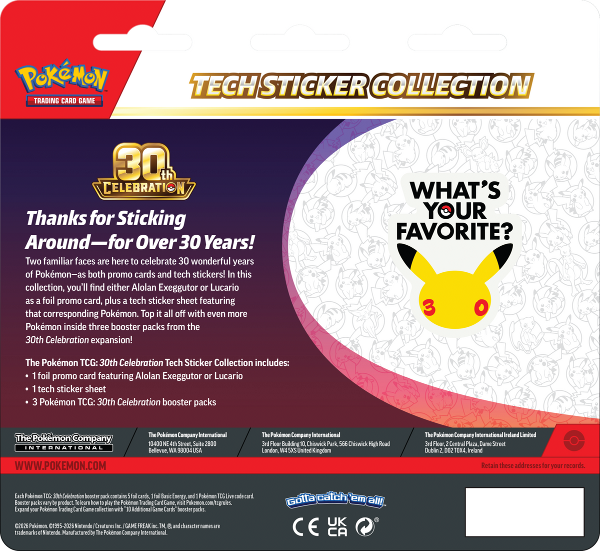 Pokémon TCG: 30. uroczystość – kolekcja naklejek technicznych Lucario