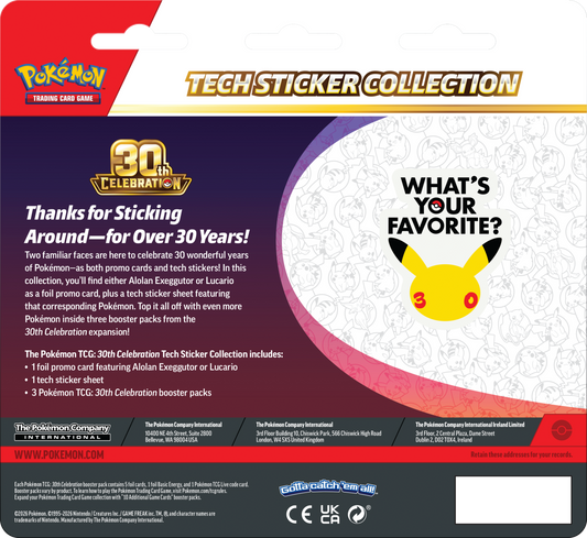 Pokémon TCG: 30. uroczystość – kolekcja naklejek technicznych Lucario