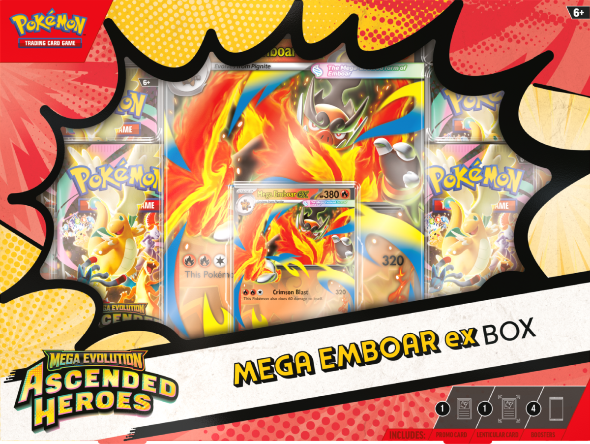 Pokemon Ascended Heroes: Mega Emboar z pudełka